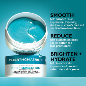 Peter Thomas Roth Peptide Skinjection Eye Mask Patches on a bathroom counter