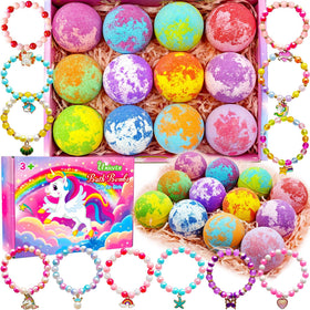 Phaorui Unicorn Bath Bombs gift set with 12 colourful bath bombs