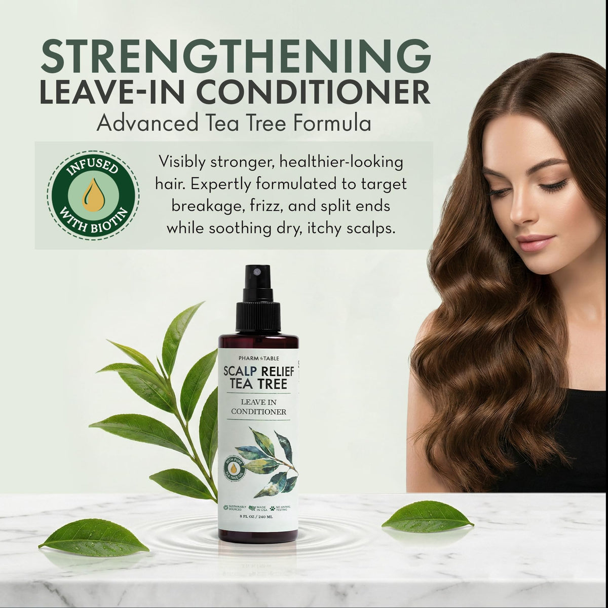 PHARM TO TABLE Leave In Conditioner Spray back view with ingredients