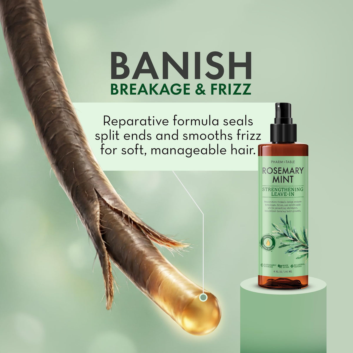 PHARM TO TABLE Leave In Conditioner Spray Rosemary & Mint close-up of nozzle