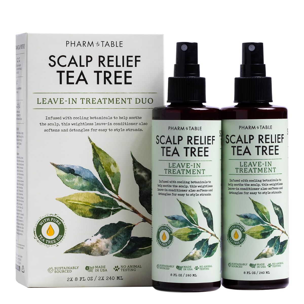 PHARM TO TABLE Leave In Conditioner Spray Tea Tree Scalp front view