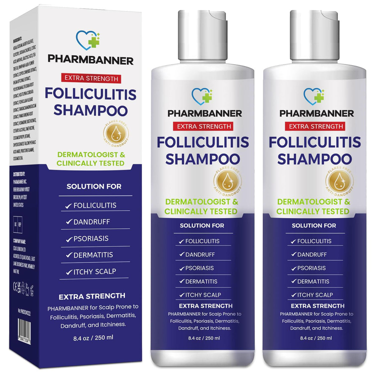 PHARMBANNER Anti-Fungal Shampoo 2 pack front view with labels