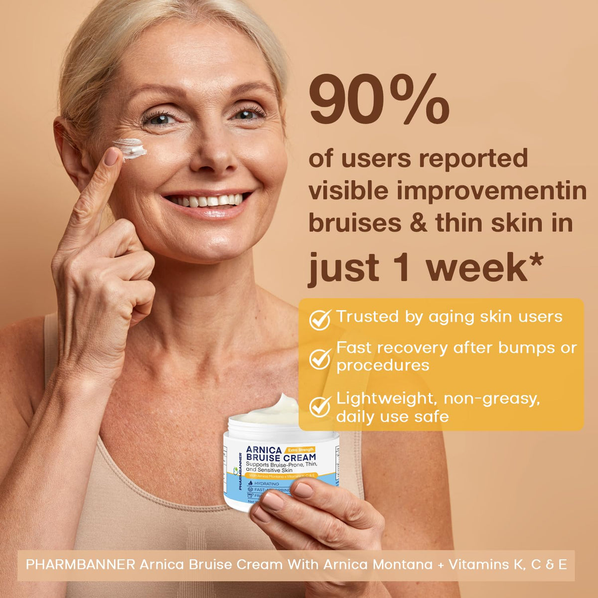 PHARMBANNER Arnica Bruise Cream application on skin