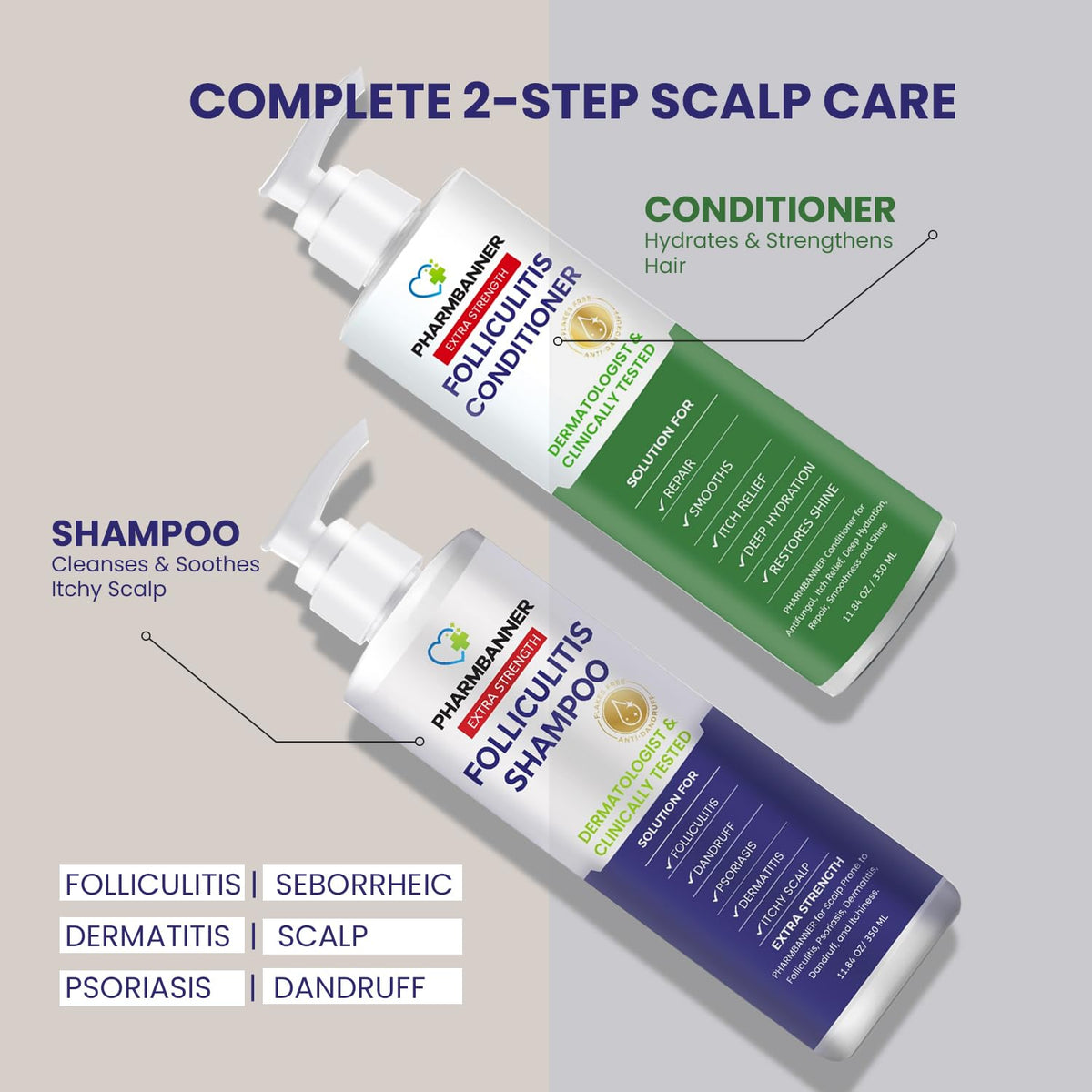 PHARMBANNER Dandruff Shampoo bottle with label