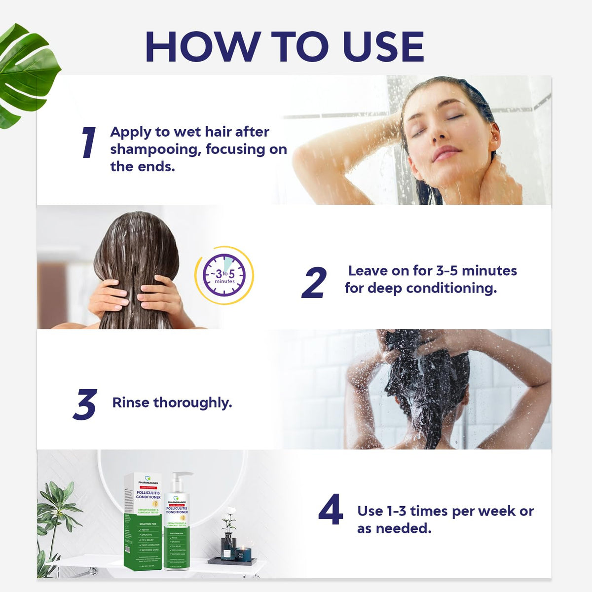 PHARMBANNER Folliculitis Itch Relief Conditioner in bathroom setting