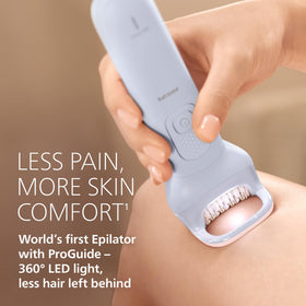 PHILIPS Epilator Series 8000 showing 360° LED light feature