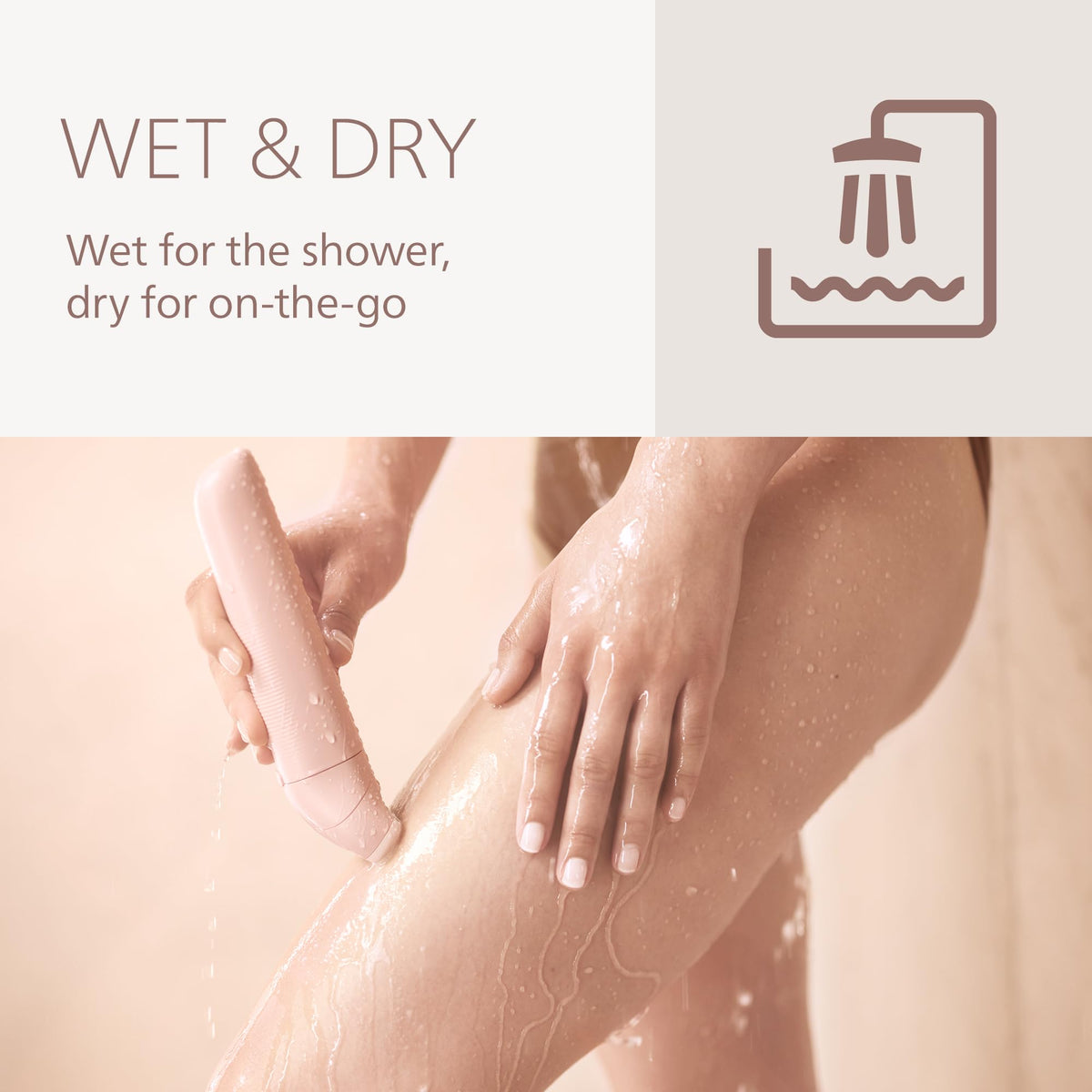 PHILIPS Lady Shaver Series 6000 demonstrating wet use in shower