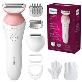 Philips Lady Shaver Series 6000 front view with accessories