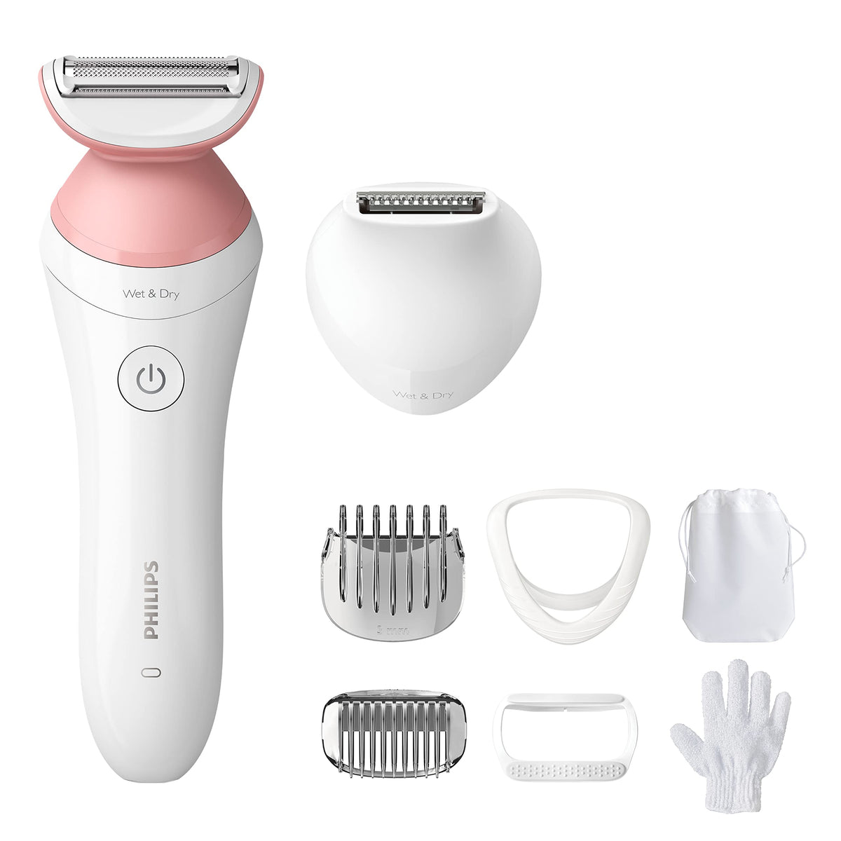 Philips Lady Shaver Series 6000 with all accessories displayed