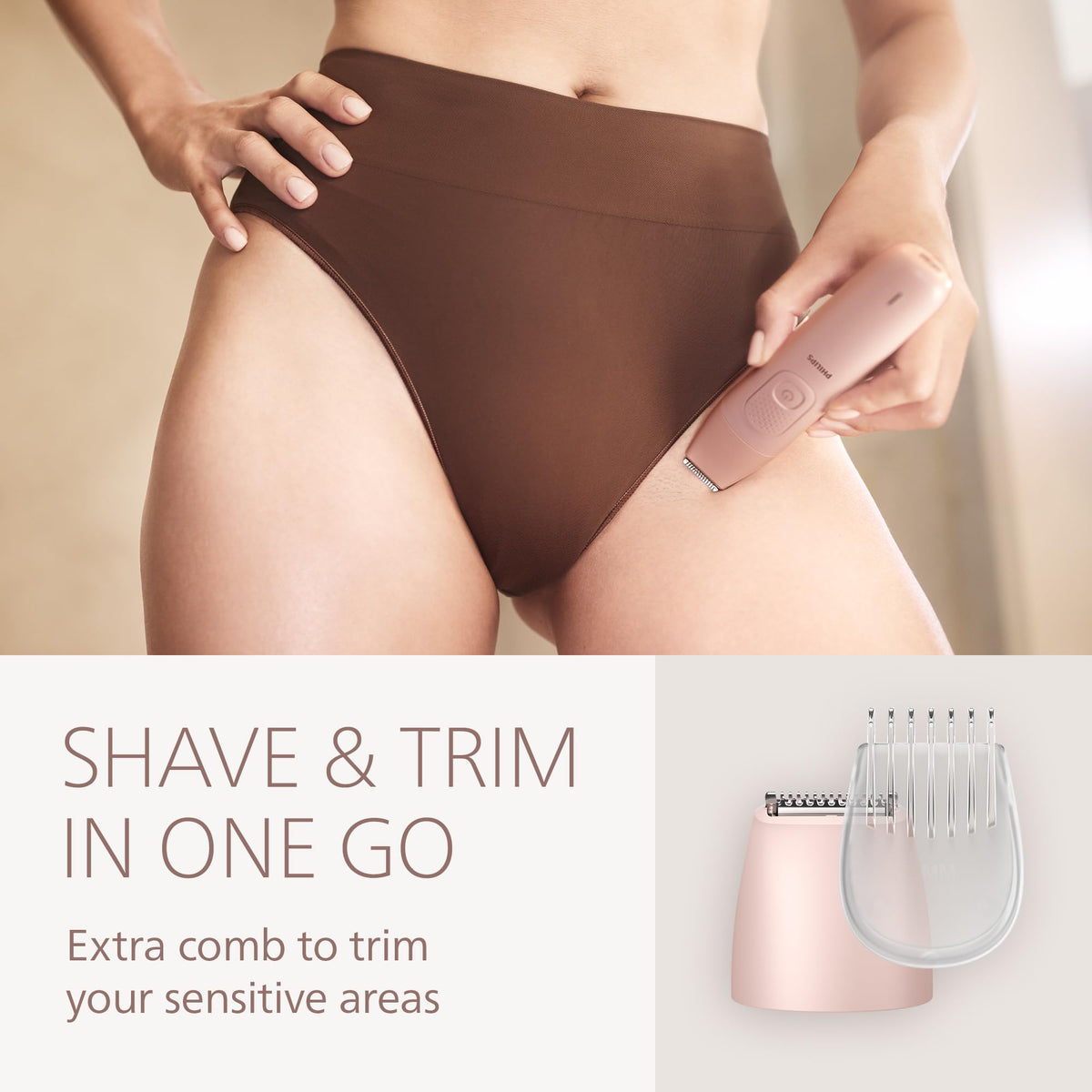 PHILIPS Lady Shaver Series 6000 with trimming comb and bikini trimmer