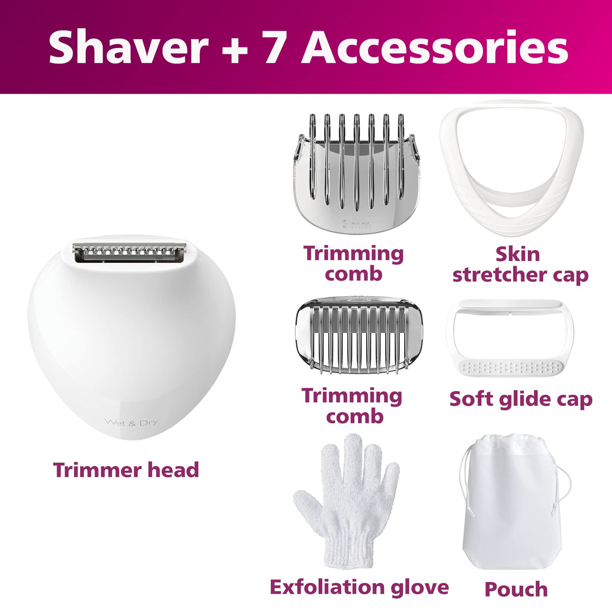 Philips Lady Shaver Series 6000 with USB-A charging cable