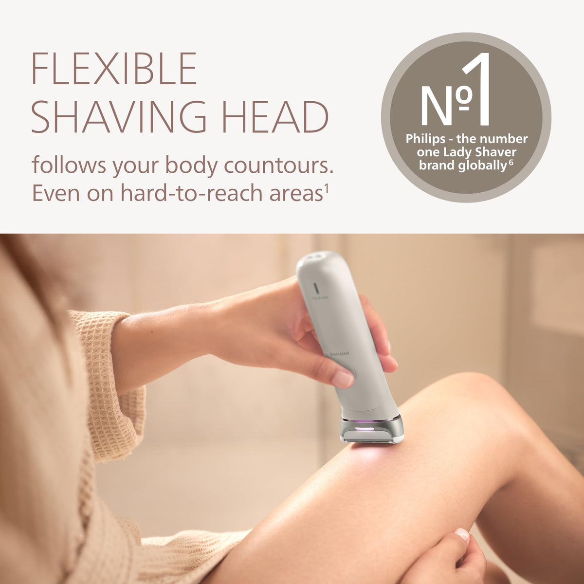 PHILIPS Lady Shaver Series 8000 side view showing LED light