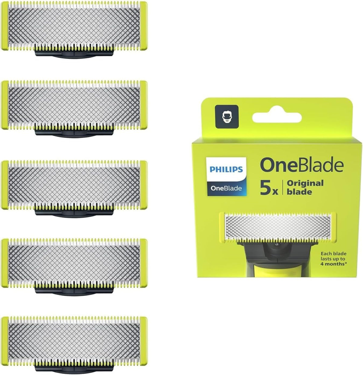 PHILIPS OneBlade 5 Replacement Blades front view in packaging