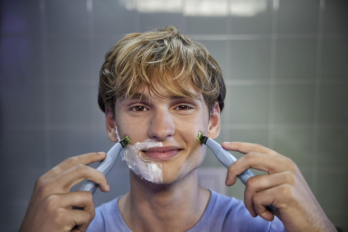 PHILIPS OneBlade First Shave demonstrating waterproof feature in shower