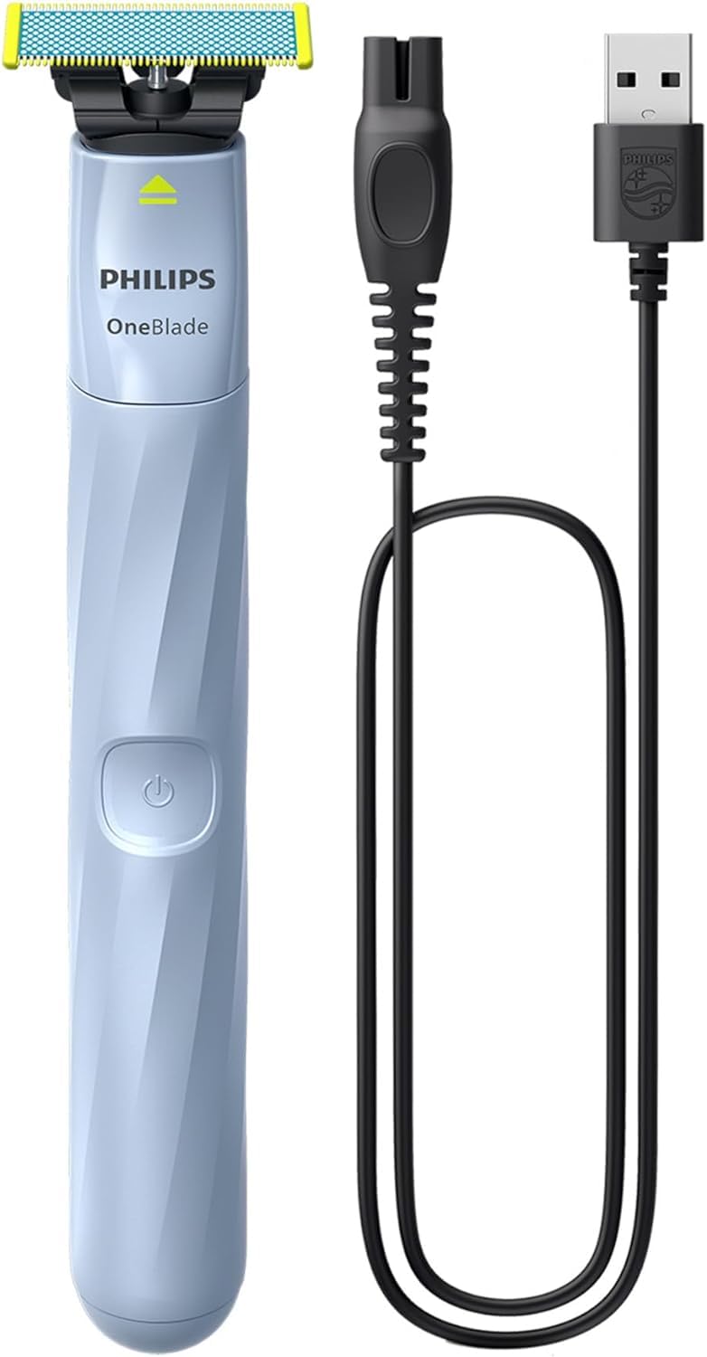PHILIPS OneBlade First Shave user manual and accessories layout
