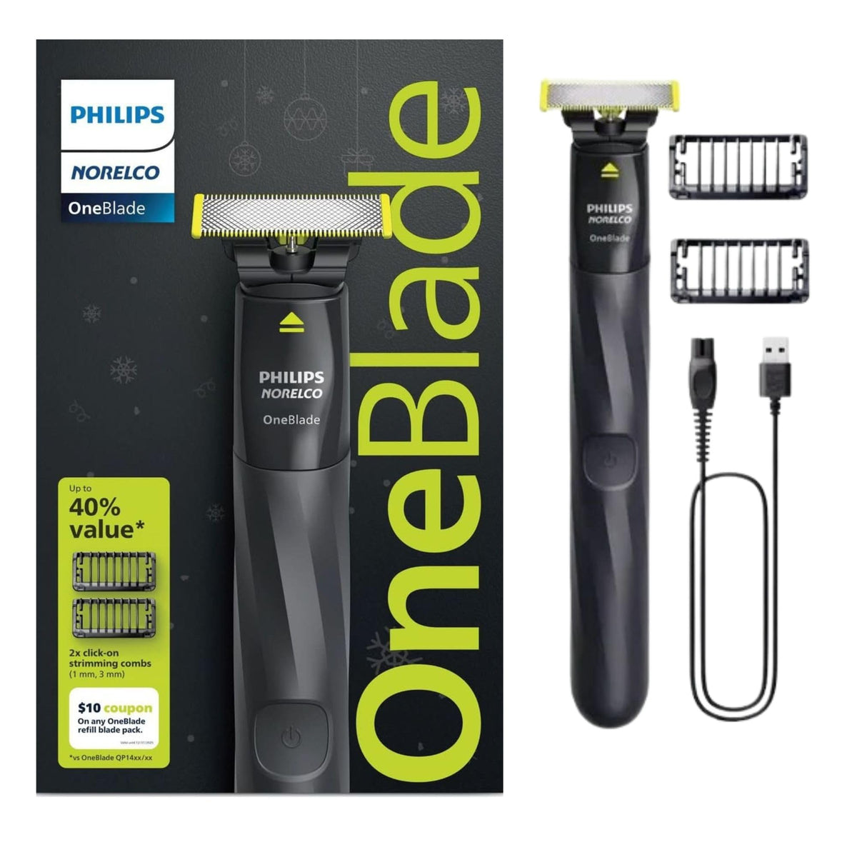 PHILIPS OneBlade showing USB charging port