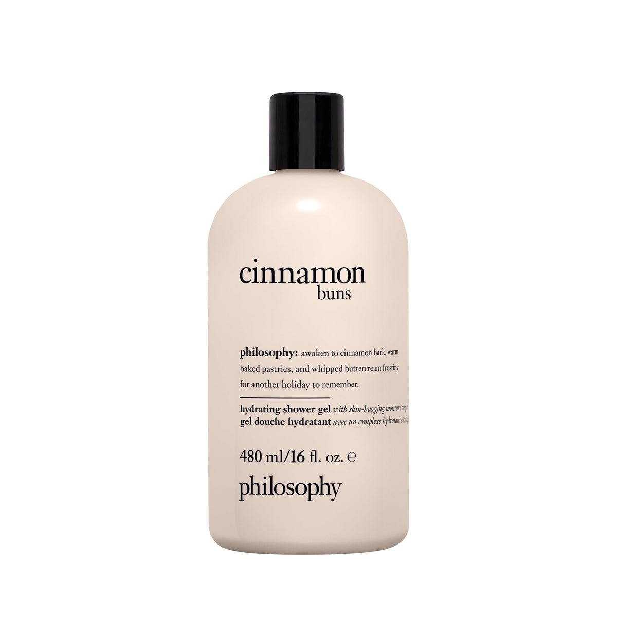 philosophy Cinnamon Bun 3-in-1 gel wash 16 oz bottle front view