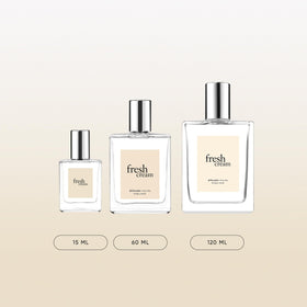 philosophy Fresh Cream Eau de Toilette bottle with soft fabrics
