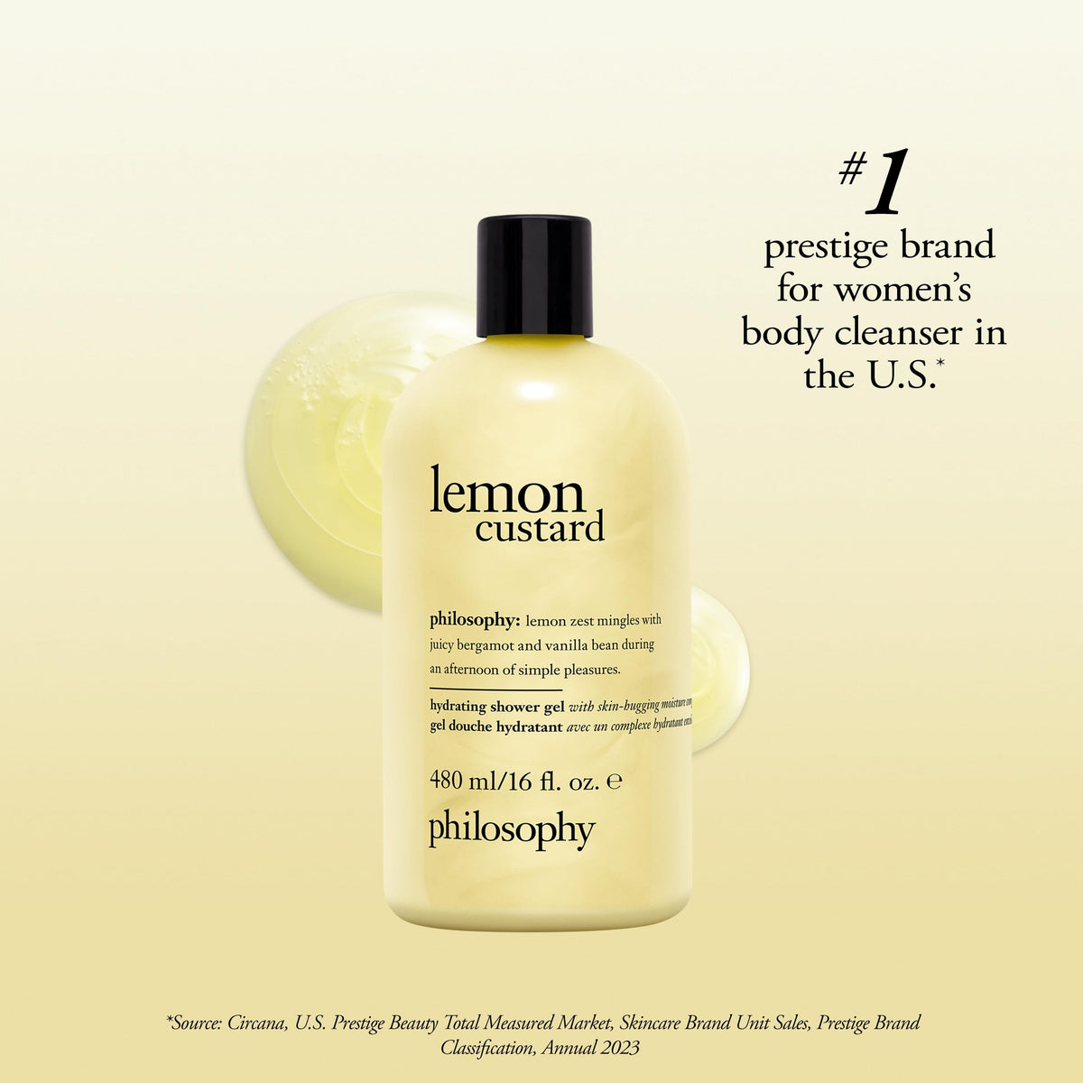 philosophy Lemon Custard Shower Gel 16 fl oz with lemon and vanilla bean
