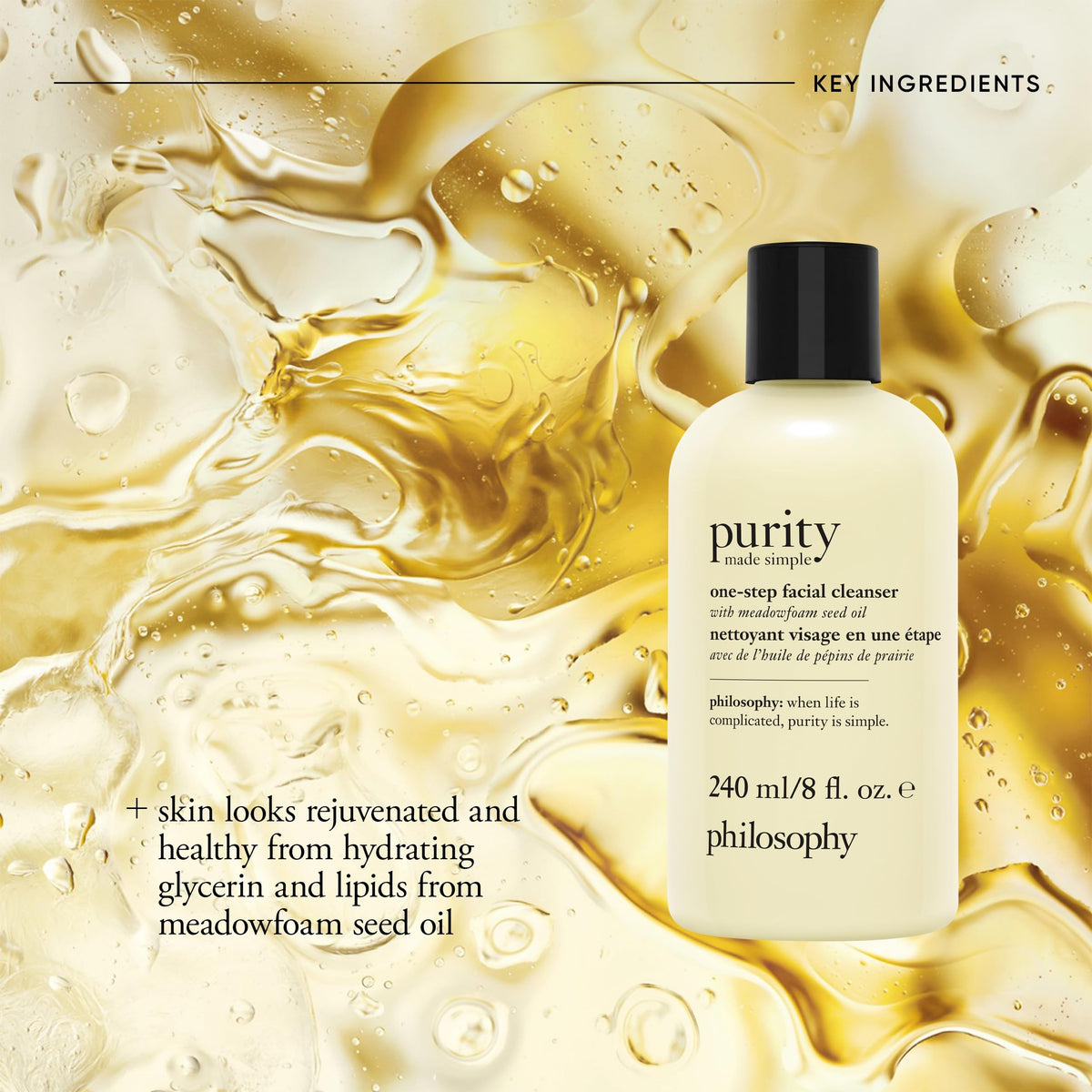 philosophy Purity Made Simple Facial Cleanser back view with ingredients