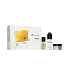 philosophy Skincare Essentials Set including cleanser, serum, and cream