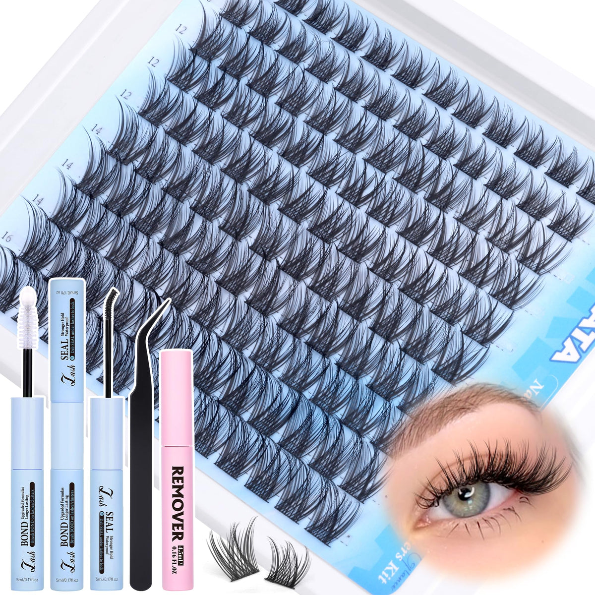 PHKERATA Natural Lash Extension Kit containing 120 wispy lash clusters