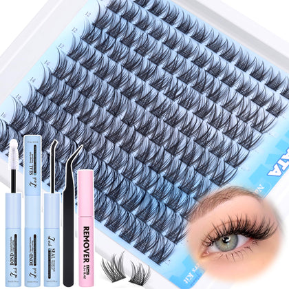 PHKERATA Natural Lash Extension Kit containing 120 wispy lash clusters
