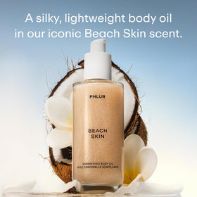 PHLUR Beach Skin Shimmering Body Oil 4 Oz bottle with coconut and vanilla