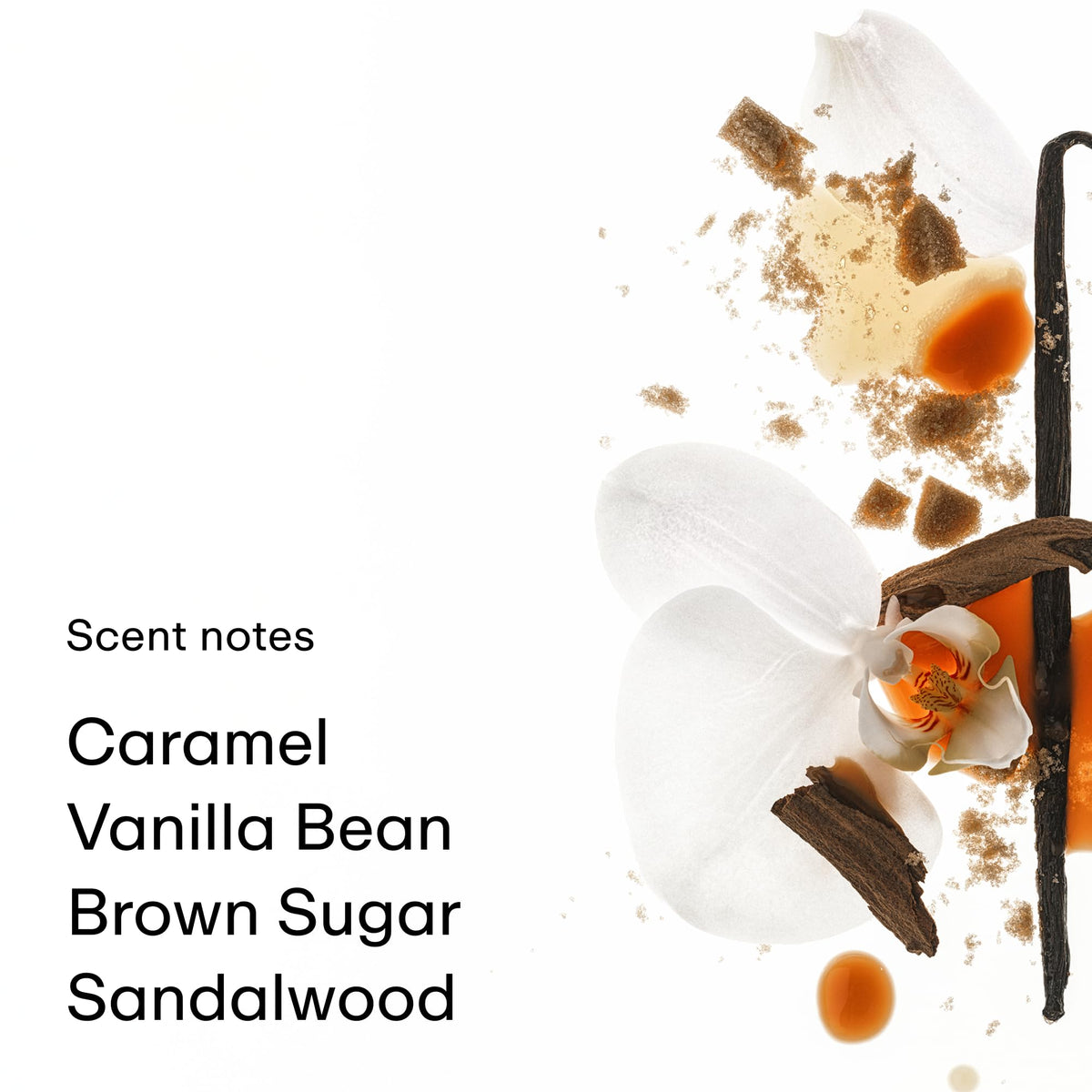 PHLUR Caramel Skin Body Mist with caramel and vanilla background