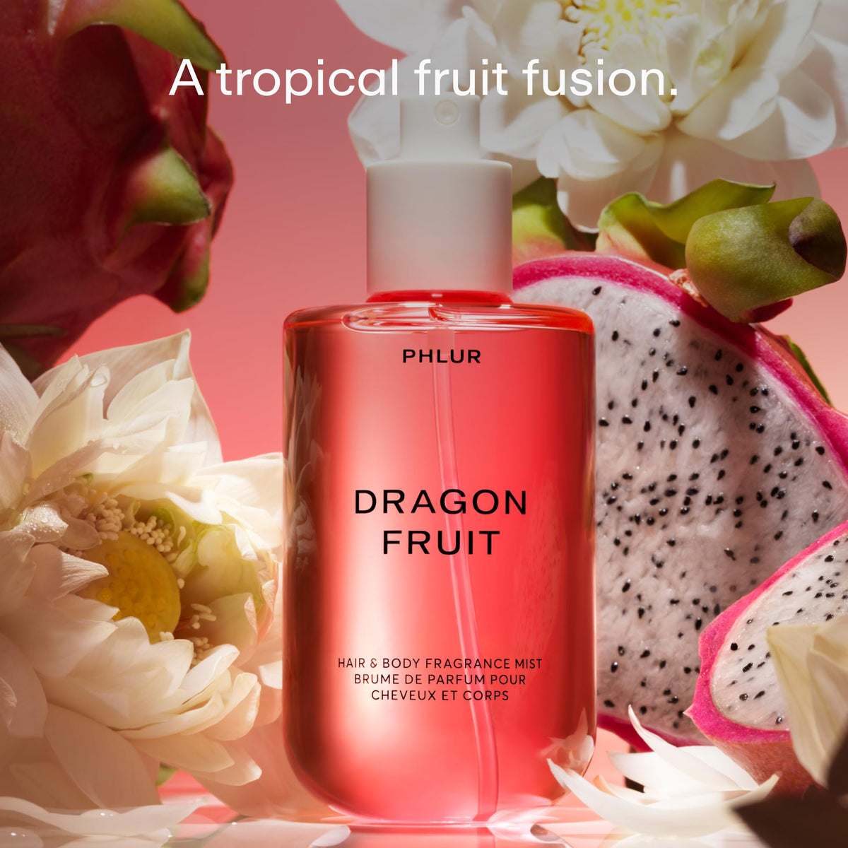 PHLUR Dragon Fruit Body Mist bottle with tropical fruits