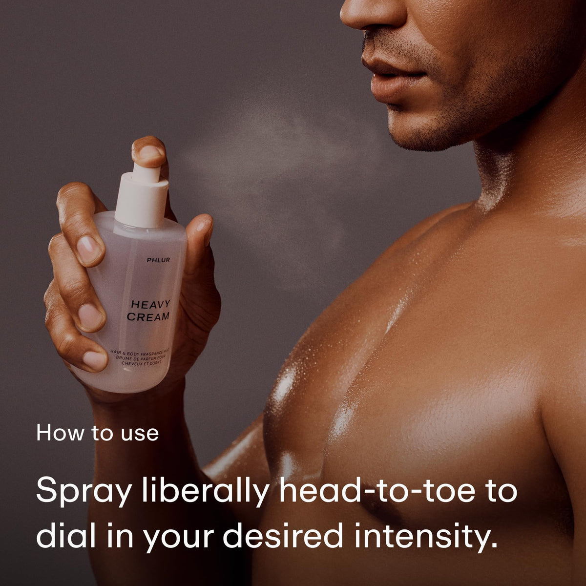 PHLUR Heavy Cream Body Mist bottle close-up