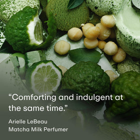 PHLUR Matcha Milk Body Mist in lifestyle setting