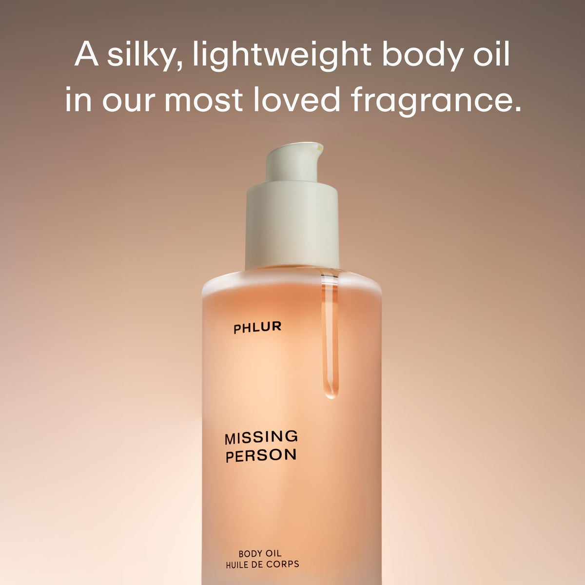PHLUR Missing Person Body Oil 4 Oz back view with ingredient list