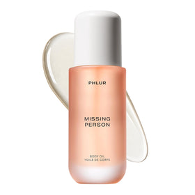 PHLUR Missing Person Body Oil 4 Oz front view with floral design
