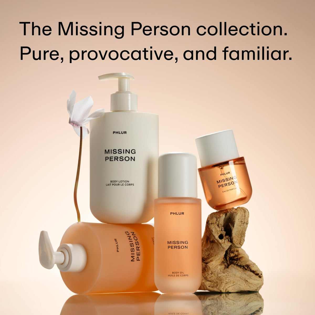 PHLUR Missing Person Body Oil 4 Oz with a glowing skin effect