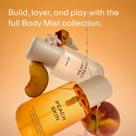 PHLUR Peach Skin Body Mist misting on skin