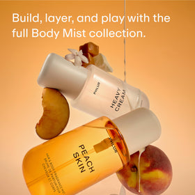 PHLUR Peach Skin Body Mist with peach fruit and flowers