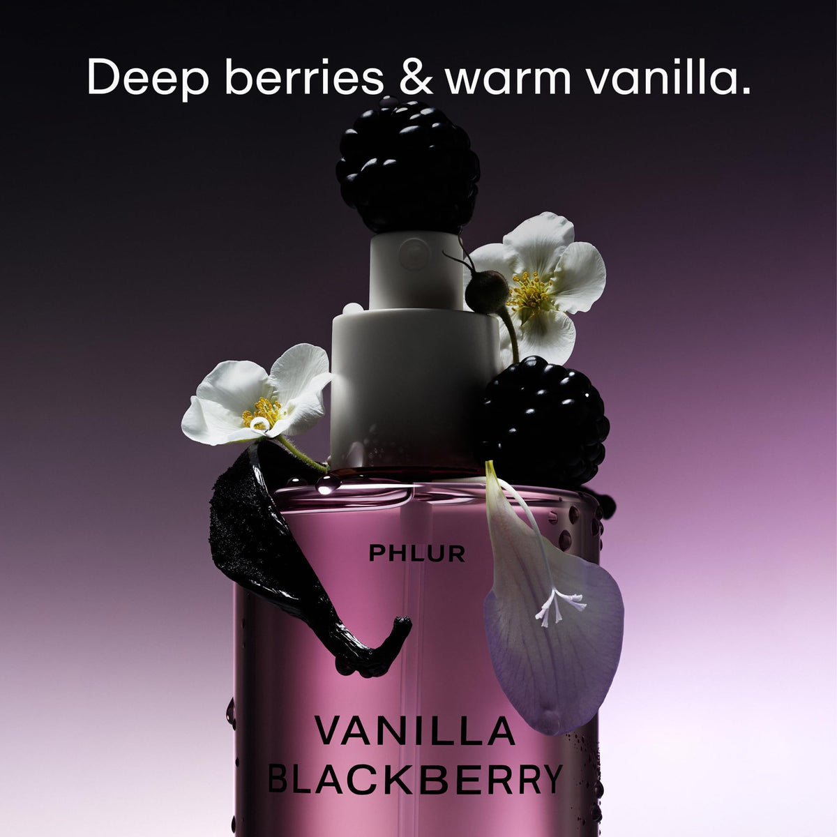 PHLUR Vanilla Blackberry Body Mist bottle with cap