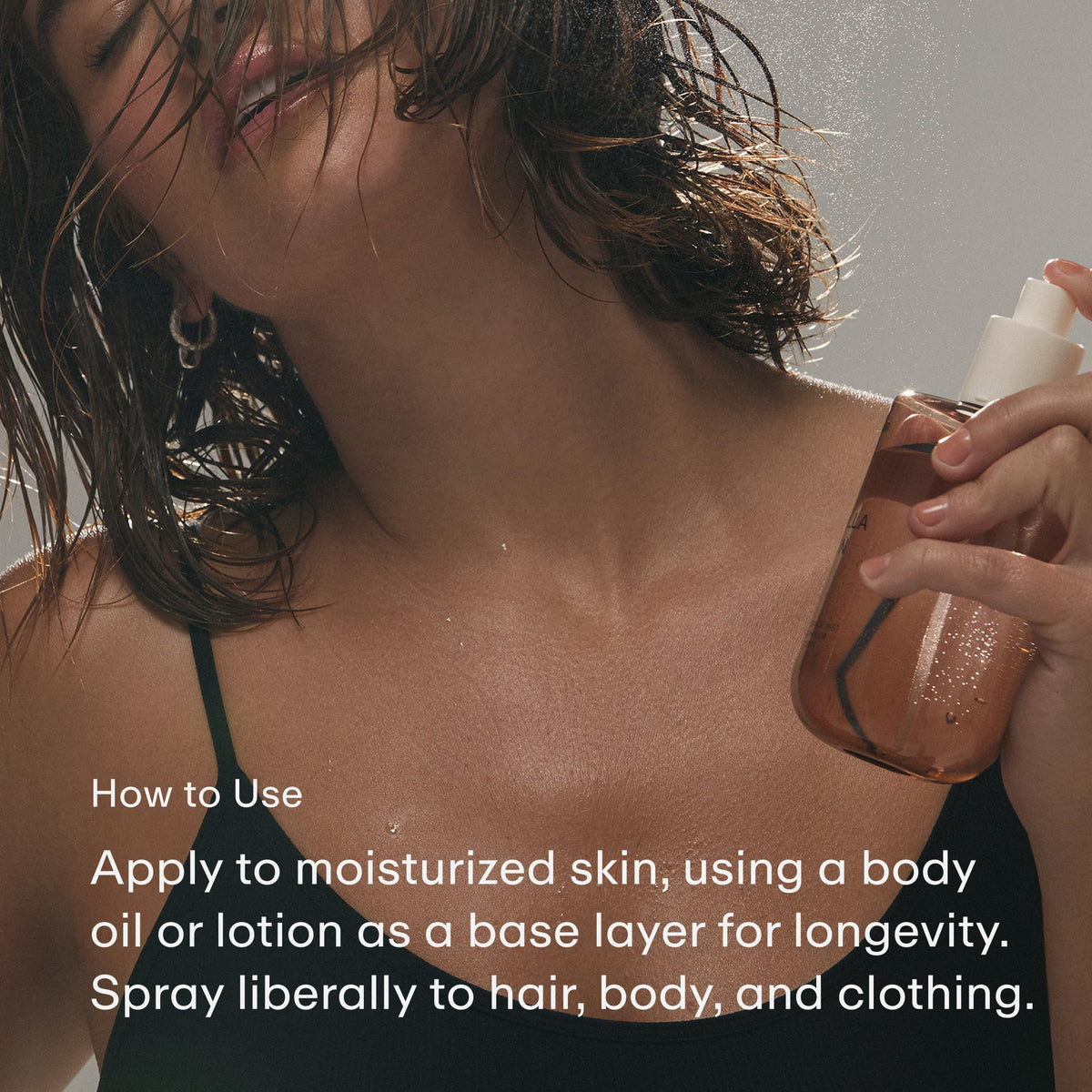 PHLUR Vanilla Skin Body Mist with floral background