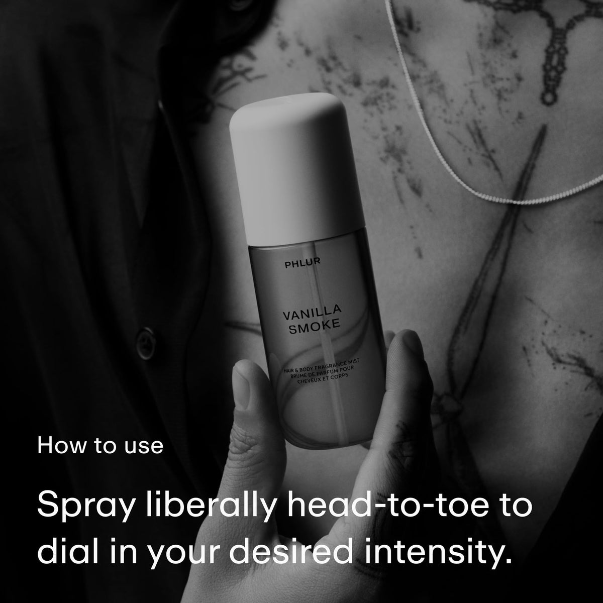 PHLUR Vanilla Smoke Body Mist close-up of spray nozzle