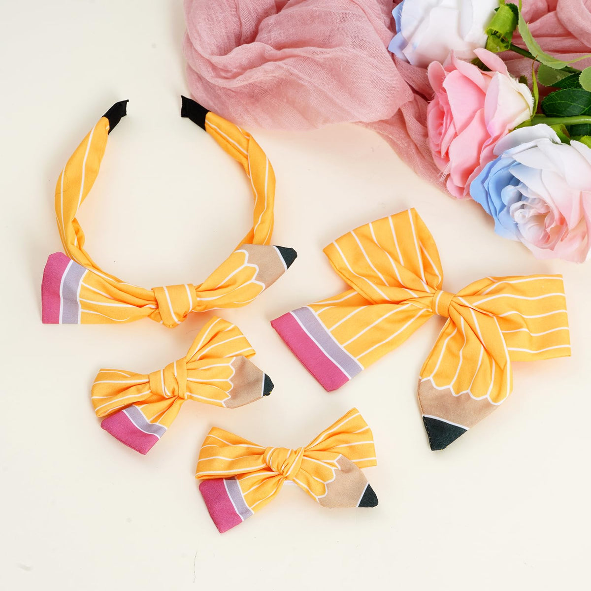 phnydreg adjustable headband with pencil bow
