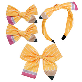 phnydreg Pencil Hair Bow Clips and Headband Set front view