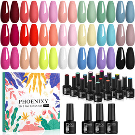 phoenixy 24Pcs Gel Nail Polish Kit with 21 vibrant colours