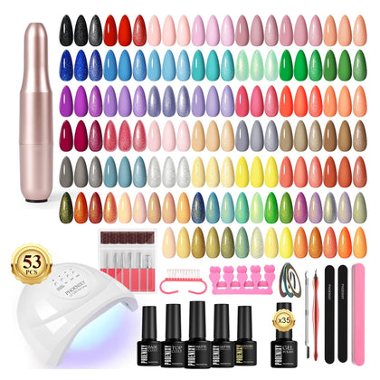 phoenixy 53 pcs gel nail polish kit with UV light and nail drill