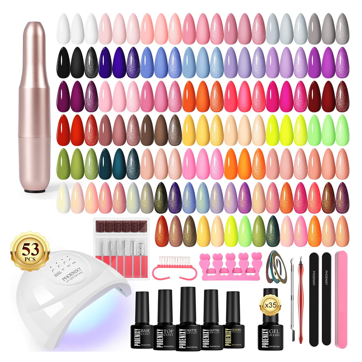 Phoenixy Gel Nail Polish Kit with 35 colours and UV light