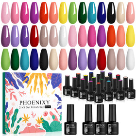 Phoenixy Gel Nail Polish Set including 21 gel polishes and base/top coats