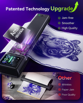 Phomemo M08F Plus Tattoo Stencil Printer displaying a tattoo design