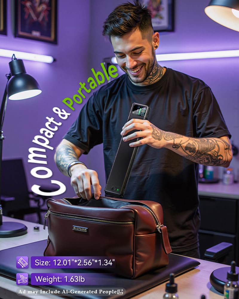 Phomemo M08F Plus Tattoo Stencil Printer displaying app features on a tablet
