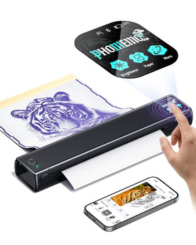 Phomemo M08F Plus Tattoo Stencil Printer front view with touchscreen