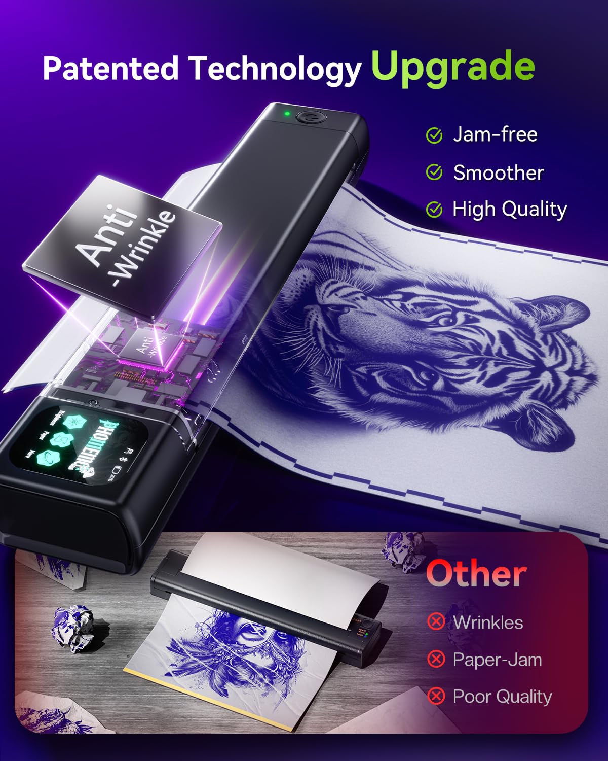 Phomemo M08F Plus Tattoo Stencil Printer in a tattoo studio setting